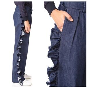 Maggy London I’ll Stand Beside You Dark Blue Ruffle Women Jeans